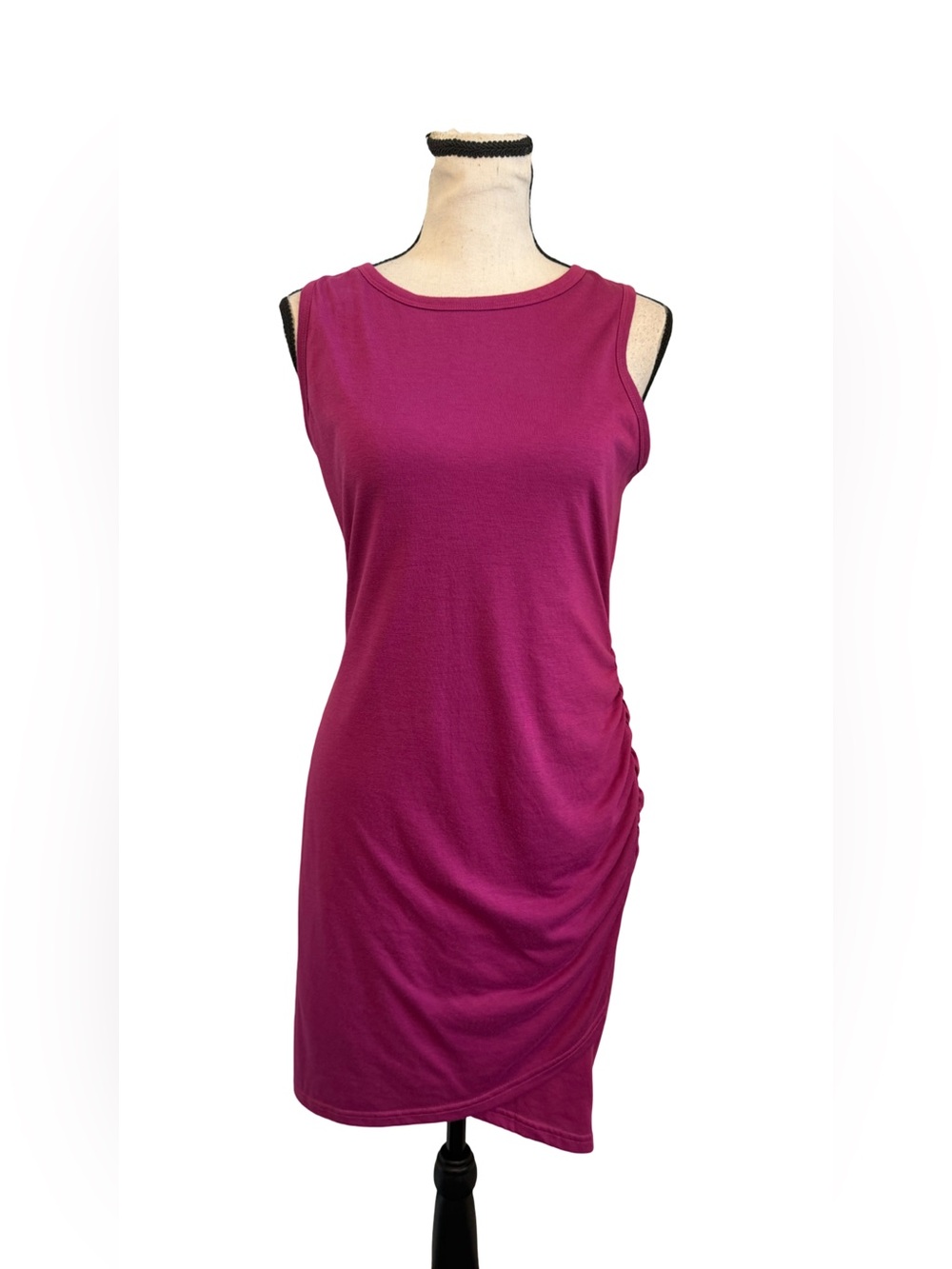 BTFBM Magenta Ruched Mini Dress Sleeveless Stretch Bodycon Size Small